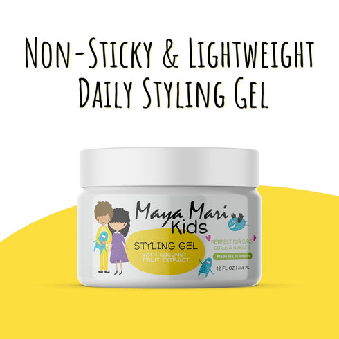 Kids Hair Styling Gel with Coconut Extract - Safe & Gentle Baby Hair Gel, Sulfate-Free for Boys & Girls, 12 oz