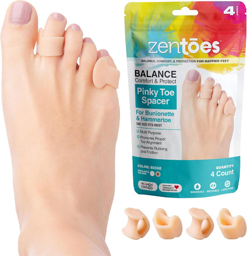 ZenToes Small Toe Spacers - Tailors Bunion Corrector for Women & Men, Hammer Toe Straightener, Gel Splint for Pain