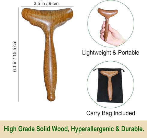 HappyStream 6.13.5 Lymphatic Drainage Massager, Wooden Massage Tools, Body Gua Sha Paddle. Wood Lymphatic Drainage Tool