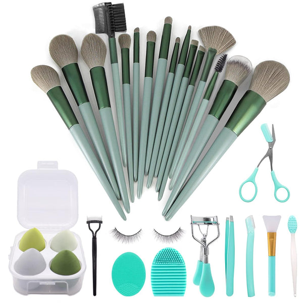 Koccido Makeup Brushes - 30 Pcs Makeup Kit, Foundation & Eyeshadow Brushes Set (Green)