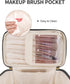 Wandering Nature Makeup Bag, Travel Make Up Organizer Cosmetic Brush Bags Case for Women in Quilted Fabric, Black(Patent Pending)