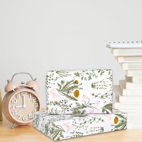 JarThenaAMCS 100 Sheets Vintage Wildflower Tissue Paper, Wild Floral Art Spring Wrapping Paper for Gift Packing