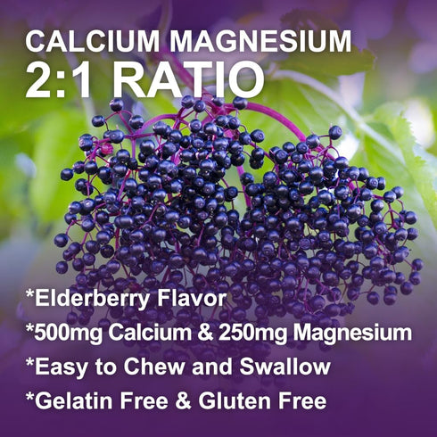 Calcium Magnesium Zinc Gummies with Vitamin D3, High Absorption Complex Supplement with Sea Moss & Elderberry, 60