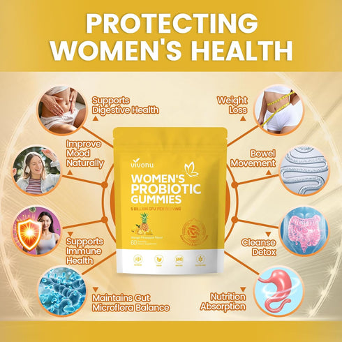 Gummies Gummies, Gummy, VivoNu Pineapple for Women Ph, Women Probiotic Feminine Balance Mango Pineapple Viginal