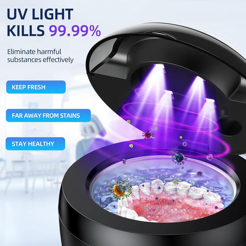 Ultrasonic Retainer Cleaner Machine for Dentures, Mouth Guards, Braces, Toothbrush Heads, Jewelry, 200ML Capacity,