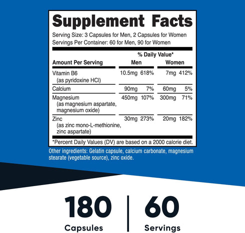 Nutricost ZMA 180 Capsules - Non-GMO and Gluten Free ZMA Supplement