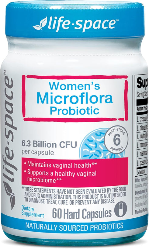 Life-Space Probiotic for Women, 60 Capsules, 6.3 Billion CFU, Multi Strain, Support Healthy Vaginal Microflora & Comfort