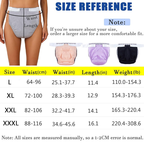 ZSVUCWPYO Adult Diapers for Women,Adult Cloth Diaper Washable Waterproof Care Incontinence Diapers Leakproof Panties