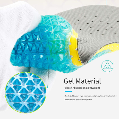 Kids Running Gel Insoles, Shock Absorbing Arch Support Silicone Material, Big Kid US 3.5-4
