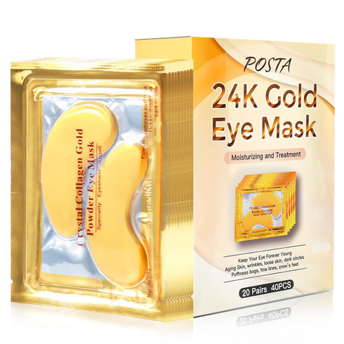 POSTA 24K Gold Eye Mask, 20 Pairs Under Eye Treatment Mask for Puffy Eyes and Dark Circles
