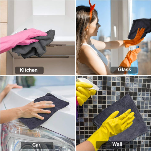 Microfiber Multipurpose Cleaning Cloths: 50PK, Softer, Highly Absorbent, Lint Free for House, Kitchen, and Car