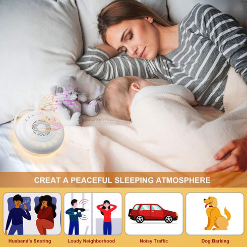 YUEHISY 21 White Noise Sleep Instrument, Sound Multifunction Rechargeable Promote Sleep Sound Machine, Colorful Light