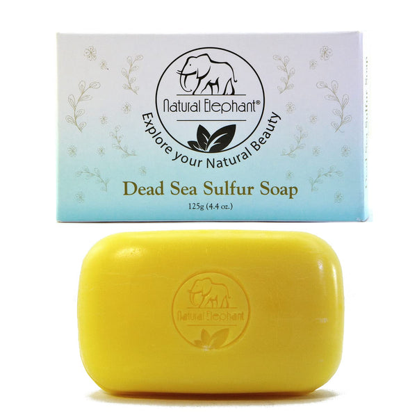 Natural Elephant Dead Sea Sulfur Soap, 4.4 oz, with Dead Sea Salt, Aloe Vera, Sulphur Face and Body Bar