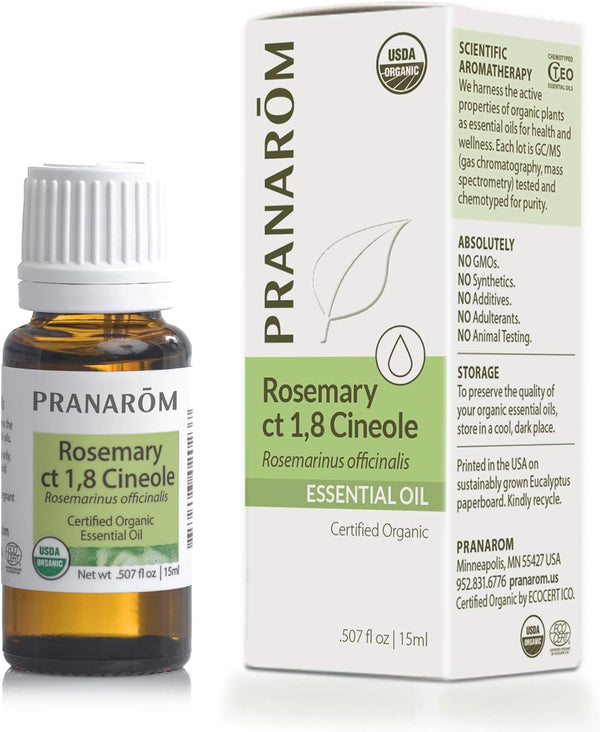 Pranarom USDA Certified Organic Rosemary Cineole Essential Oil (15ml) - 100% Pure Undiluted for Aromatherapy