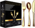 160 Piece Gold Plastic Silverware Set, Reusable & Recyclable, Elegant Cutlery for Weddings, Parties, 80 Forks, 40 Spoons