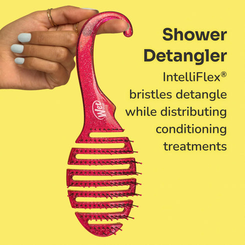 Wet Brush Shower Hair Brush Detangler - Ultra-soft IntelliFlex Bristles for Wet & Dry Hair, Black Glitter