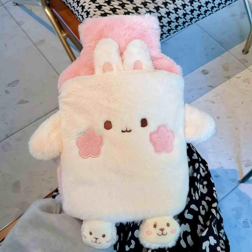 Winatehr Rubber hot Water Bottle Cute Pink Bunny Plush with Cover, Warm Compress Menstrual crampbest Period Pain