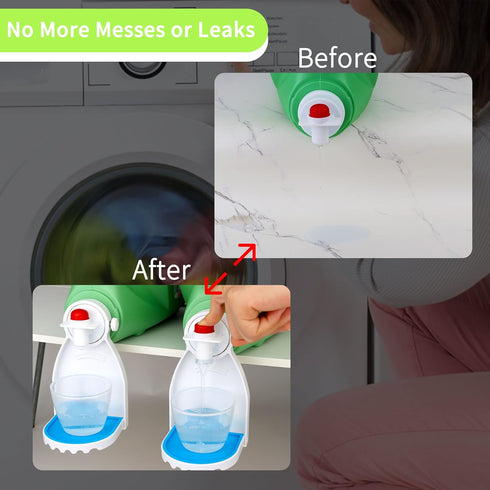 2 Pack Laundry Detergent Cup Holder, Fabric Softener Drip Catcher Tray with Fixing Screw and Removable Pad