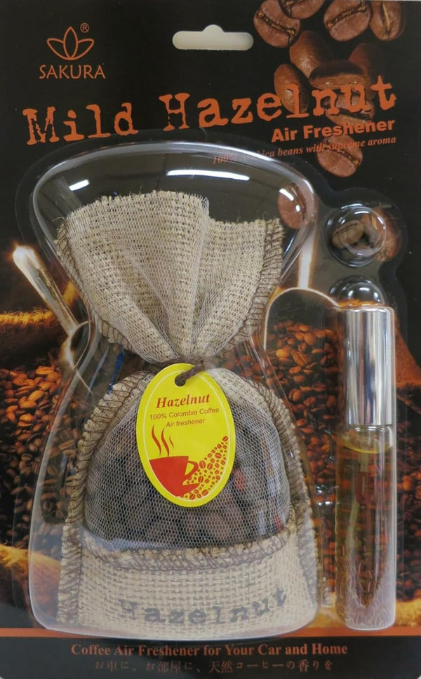 Sakura Mild Hazelnut Coffee Air Freshener Beans | Scent Refill Spray Bottle with 100% Colombia Coffee Scent