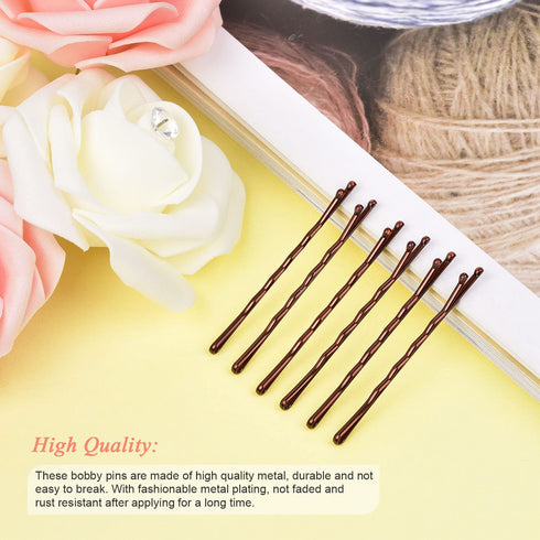 MORGLES 2 Inches Brown Bobby Pins, 120PCS Hair Pins with Box for Women Girls
