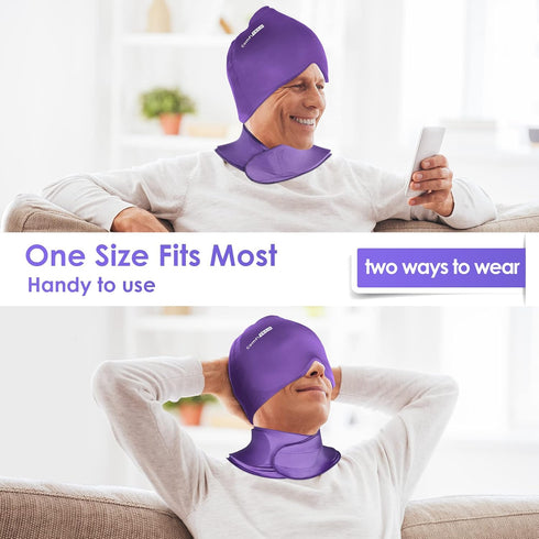 ComfiTECH Migraine Relief Cap & Neck Ice Pack Wrap Gel, Headache Relief Cap for Neck Pain, Sinus Care Package