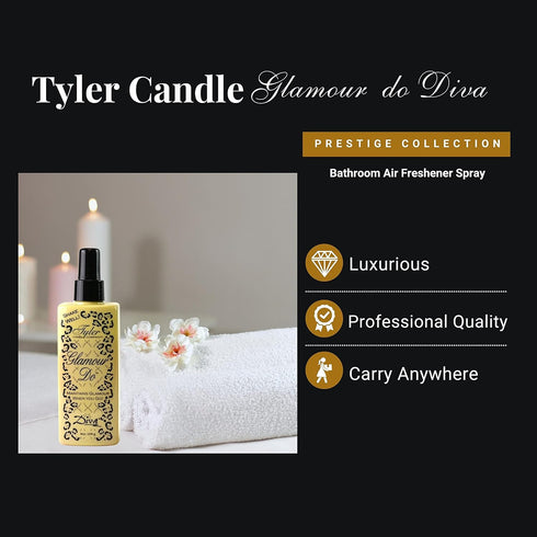 Tyler Diva Glamour Do Air Freshener Spray, 1.2 oz, Odor Eliminator for Strong Bathroom Odors