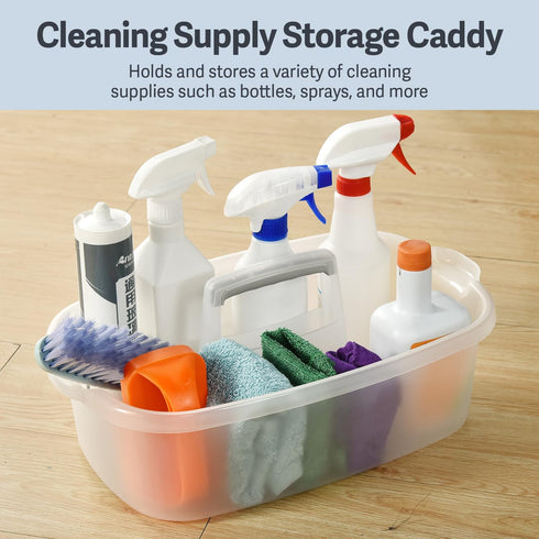 Haundry Large Cleaning Caddy with Handle, Sturdy Organizer Basket for Household Cleaning Supplies