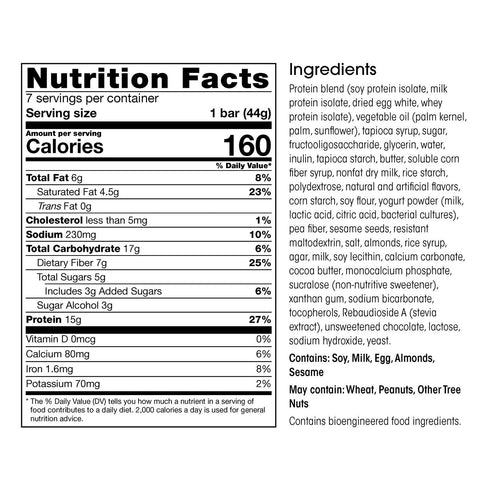 WonderSlim Protein & Fiber Bar, Salted Toffee Pretzel, 15g Protein, 7g Fiber, Gluten Free (7ct)