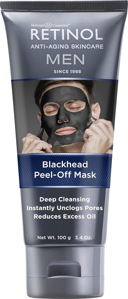 Retinol Men Blackhead Peel-Off Mask - Instantly Unclogs Pores and Reduces Excess Oil for Fresh, Smooth Skin