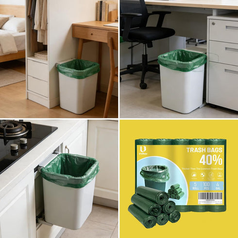 UNMEEE 10 120 Counts Gallon Trash Bags Extra Strong Tall Garbage Bags, Biodegradable Wastebasket Liners for Kitchen