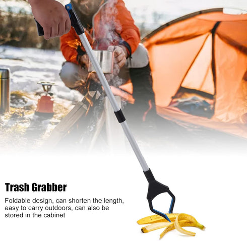 Trash Grabber, Aluminum Alloy ABS Material, Folding Design, Lightweight Portable Blue Black Labor Saving Picker