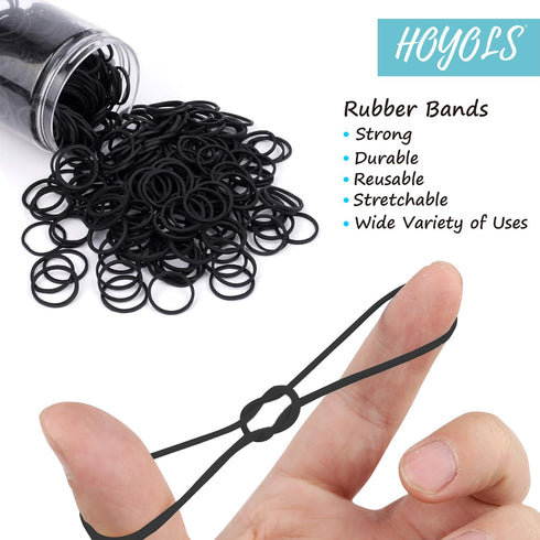 HOYOLS Assorted Size Small Rubber Bands, Black Elastics Hair Ties for Kids (600pcs)