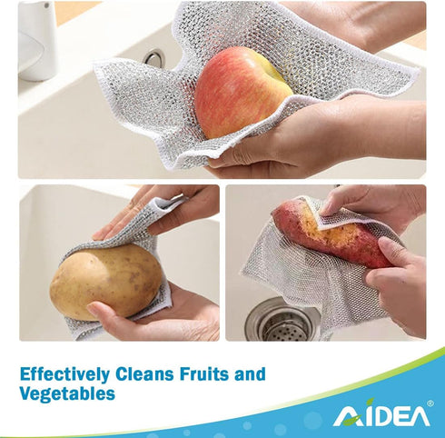 AIDEA Multipurpose Wire Dishwashing Rag, 12PK Non-Scratch Cleaning Pads for Cookware, Sinks, Dishes, Kitchen Wipes