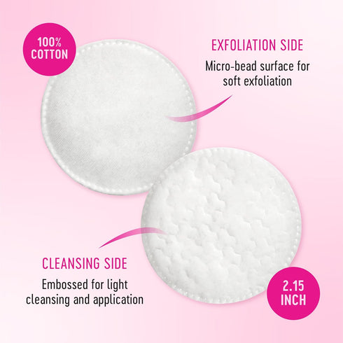 Swisspers Premium 100% Natural Exfoliating Cotton Pads, Hypoallergenic Rounds for Face and Eye Cleansing, 80 Count