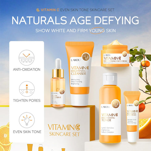Skincare Gift Set for Teenage Girls - Vitamin C Skin Care Set with Cleanser, Toner, Face Serum, Eye Cream