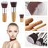 3 PCS Mini Travel Size Flat Top Face Foundation Brush, Synthetic Bristles & Bamboo Handle for Flawless Makeup
