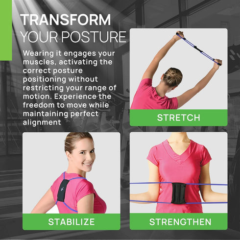 PRIMEKINETIX PostureMedic Dynamic Posture Brace for Neck and Back Support, M(Green)
