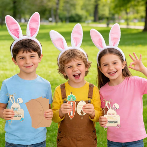 Set 3, BOARDFEB Easter Money Holders of Premium Wooden Gift Card Holders Festive Easter Basket Decorations for Cash