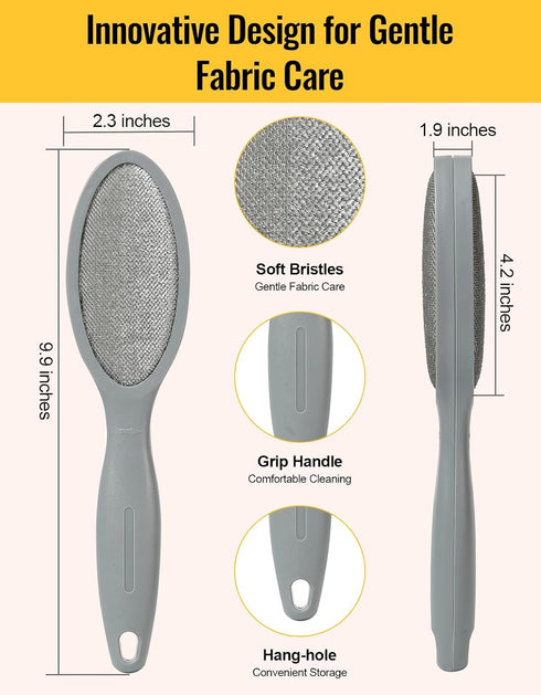 2 Pack Lint Brush Pet Hair Remover for Clothes and Couches, Dual Side, Gray
