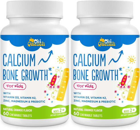 500 MG Calcium Supplement with Vitamin D3 & K2 - Kids Vitamins for Height, High Absorption, 120 Chewable Tabs