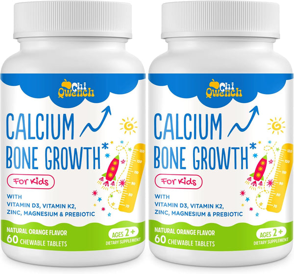 500 MG Calcium Supplement with Vitamin D3 & K2 - Kids Vitamins for Height, High Absorption, 120 Chewable Tabs