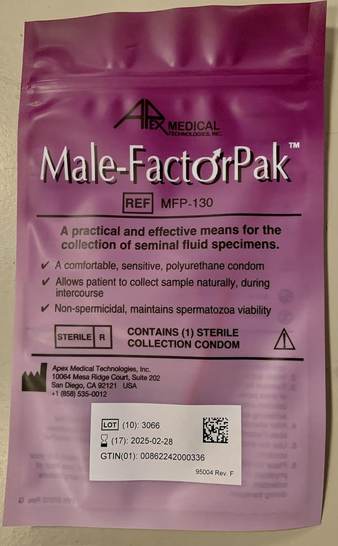 Male-Factor Pak Semen Collection Condom w/4g Lubricant
