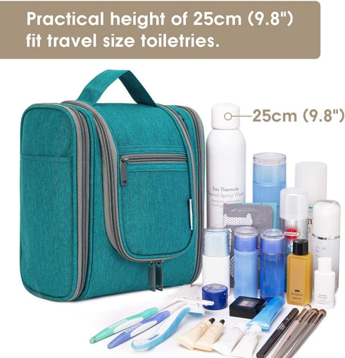 Narwey Hanging Travel Toiletry Bag, Cosmetic Makeup Organizer for Women and Men, Medium Teal