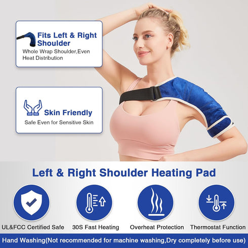 1 Pack Shoulder Heating Pad for Rotator Cuff - Heated Wrap Brace for Pain Relief - 90Mins Auto-Off Heating Pad for