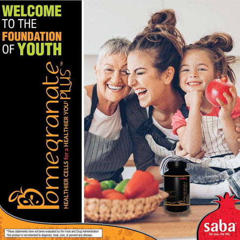 Saba Pomegranate PLUS - Cellular Nutrition, Broad Spectrum of Essential Antioxidants - Support for Stress,