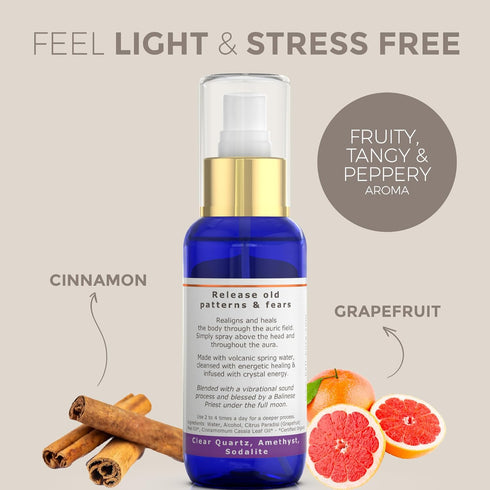 Let Go Aura Crystal Spray, Organic Cinnamon Aroma Essential Oil Aromatherapy Room Freshener for Bedding