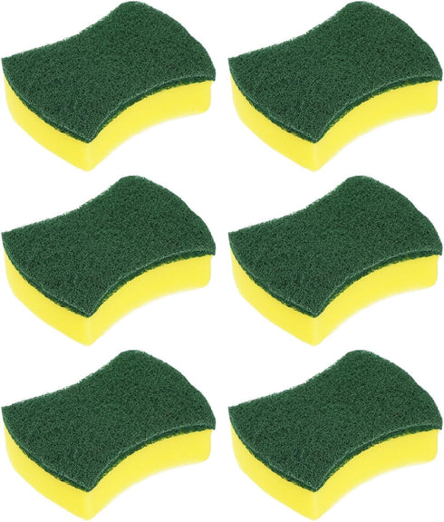 Kitchen Cleaning Sponges, 6pcs Non-Scratch Scrub Sponges for Dishes, Pots and Pans, 10 x 8cm/4" x 3", Green