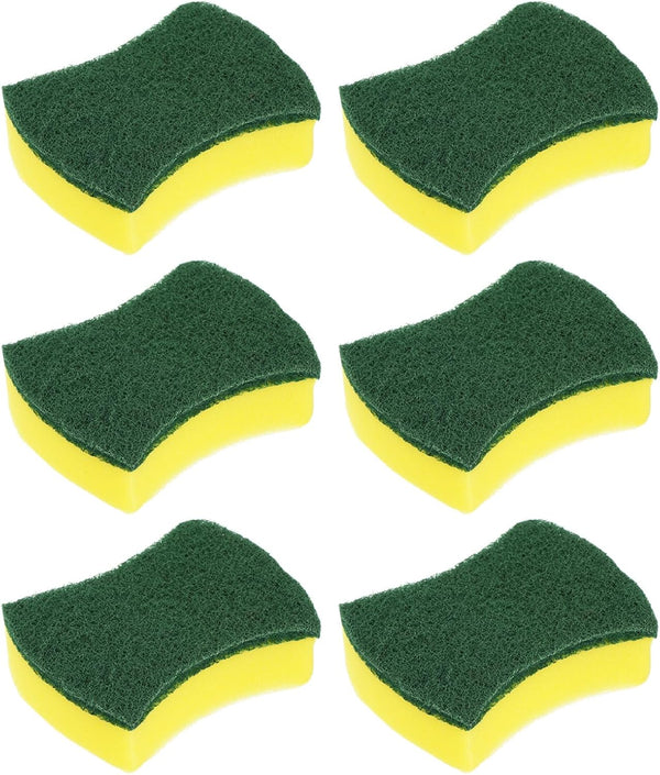 Kitchen Cleaning Sponges, 6pcs Non-Scratch Scrub Sponges for Dishes, Pots and Pans, 10 x 8cm/4" x 3", Green