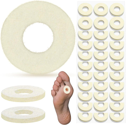 Felt Callus Pads for Feet, Adhesive Round Corn Cushions, Soft Bulk for Pain Relief, 60 Pcs