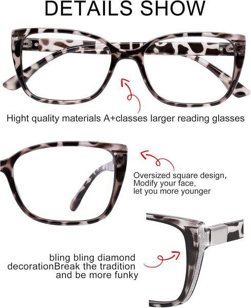 OCCI CHIARI 3.0 Reading Glasses Women, Large Reader 300 (1.0 to 6.0)